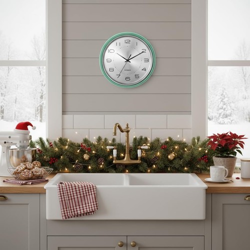 Retro wall clock inch - 9.5, pink