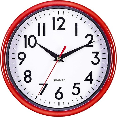 Red wall clock - red,