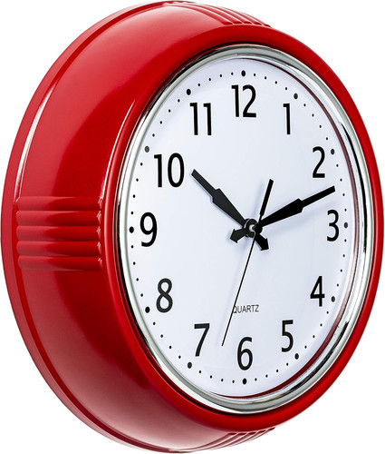 Retro wall clock - wall, red