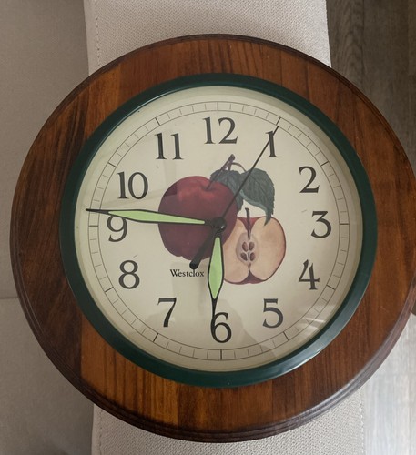 Vintage westclox wooden - wooden, apple